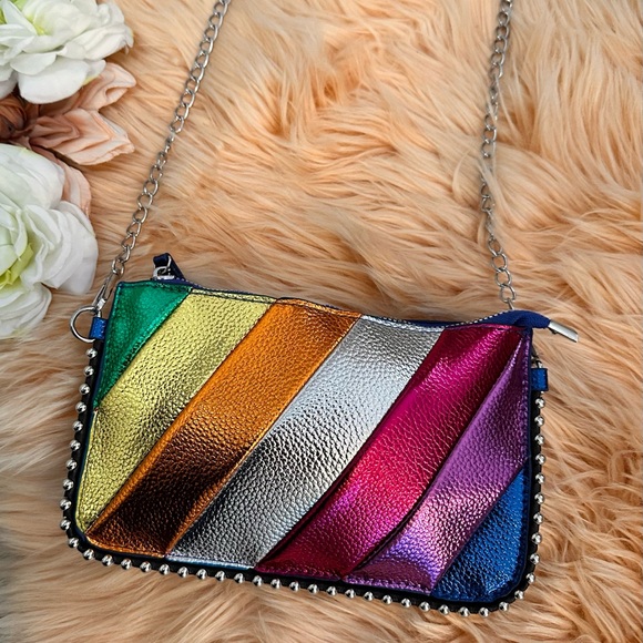 Multicolor Metallic Stud Women's Crossbody Handbag With Chain Strap NEW! - Picture 3 of 11